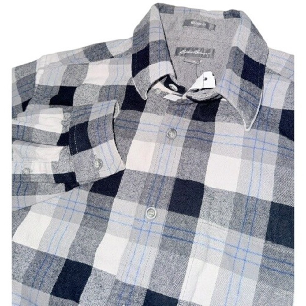 New Eddie‎ Bauer Small Mens Relaxed Fit Plaid Flannel Shirt Button Up Casual